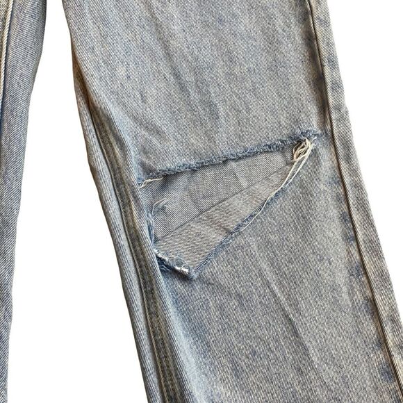 Princess Poly Women’s 8 Ripped Knee Straight Leg Jeans Light Distressed Denim - Picture 5 of 10